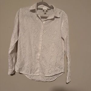 GUC INDUSTRY White Button Down Eyelet Shirt- Size Small